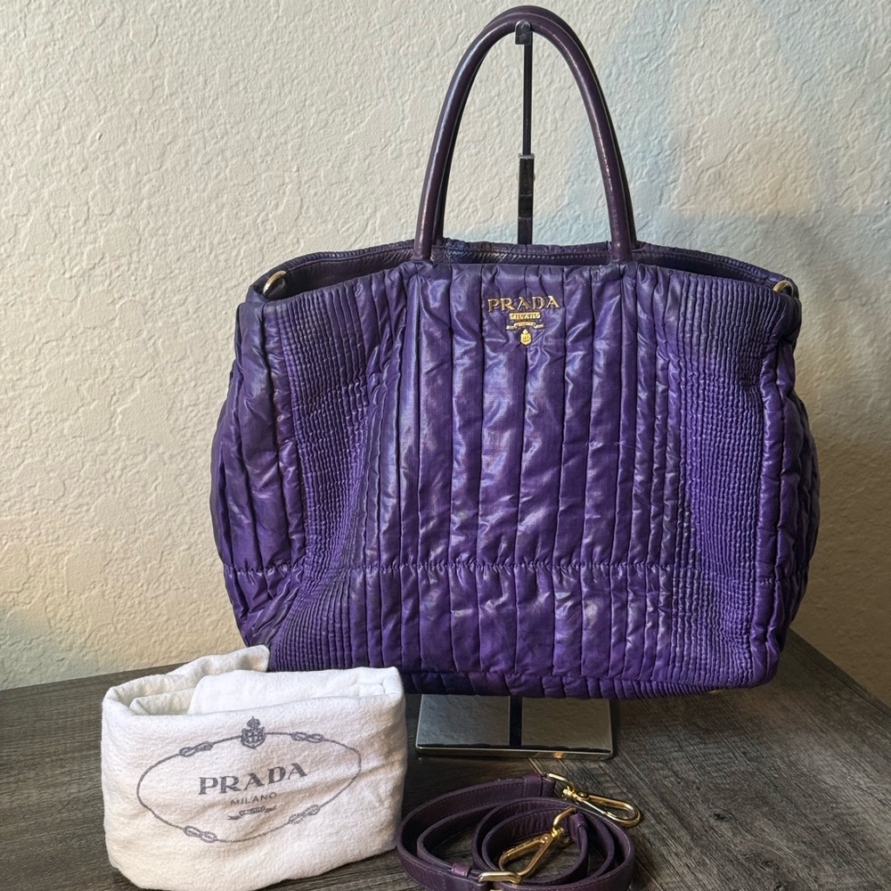 Prada Purple Nylon Leather Two-Way Bag
